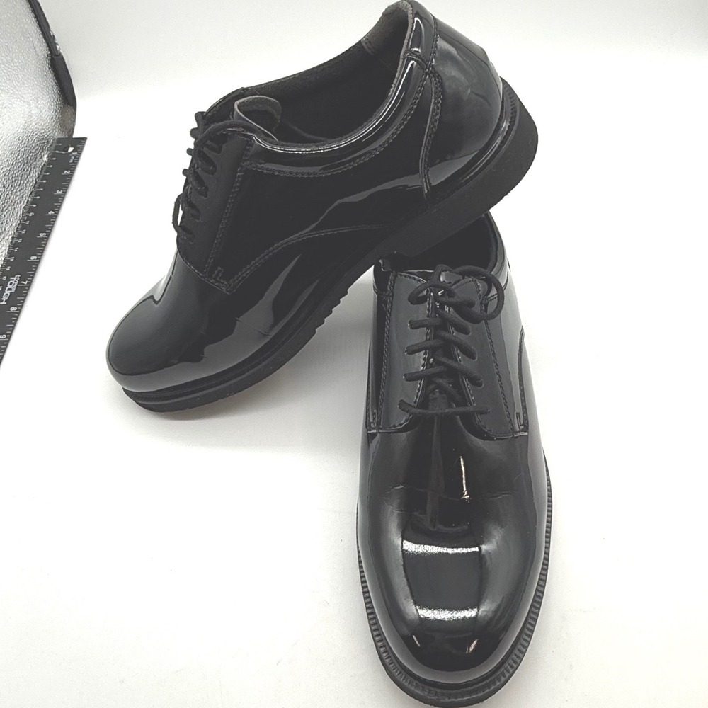 Thorogood Mens 10 shoe Black High Gloss Patent Leather Oxford uniform classic